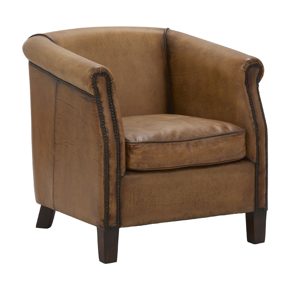 Bourgogne Armchair in Antique Buffalo Leather