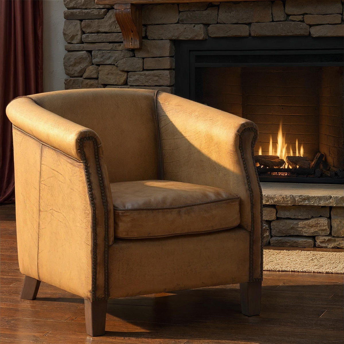 Bourgogne Armchair in Antique Buffalo Leather
