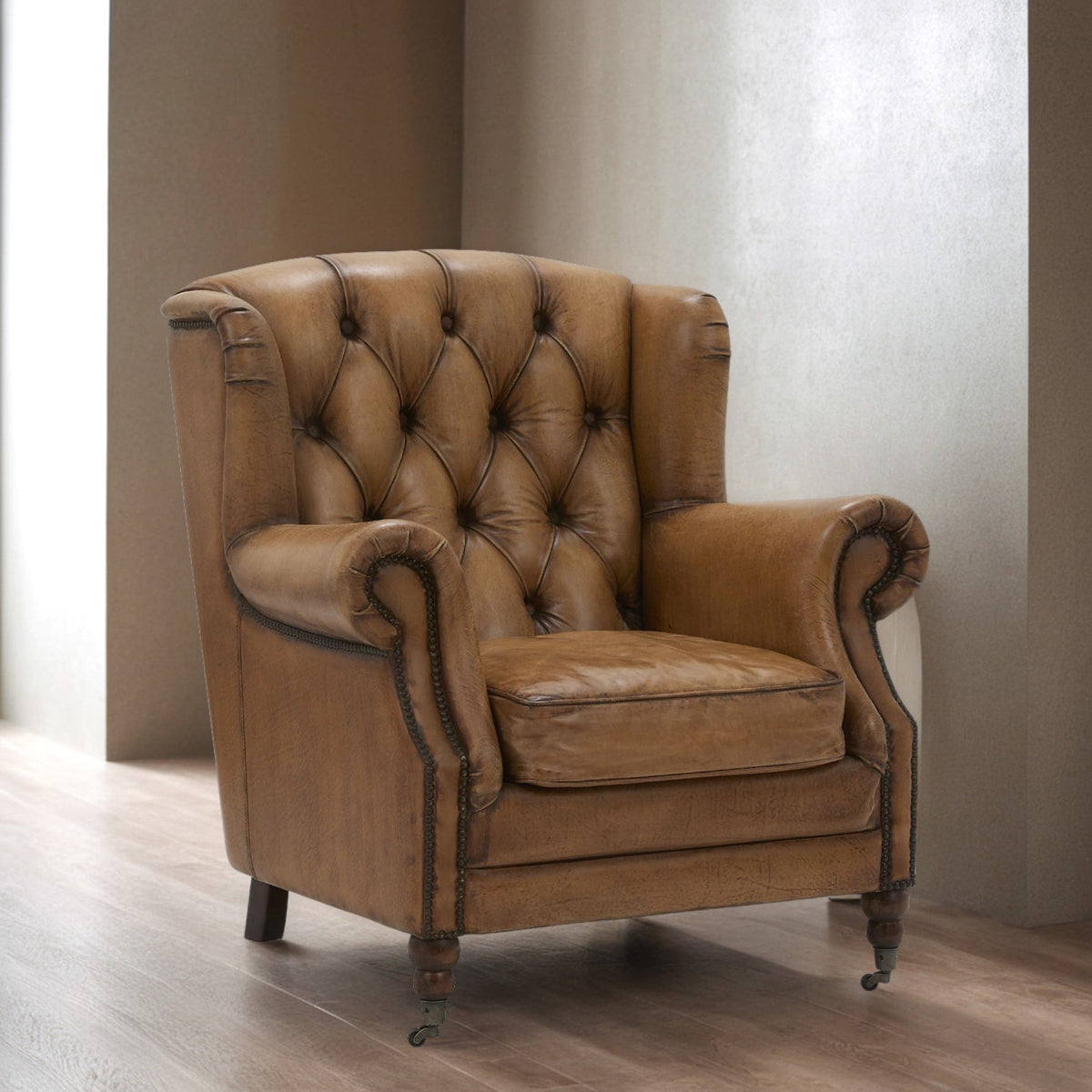 Florence Armchair in Antique Buffalo Leather