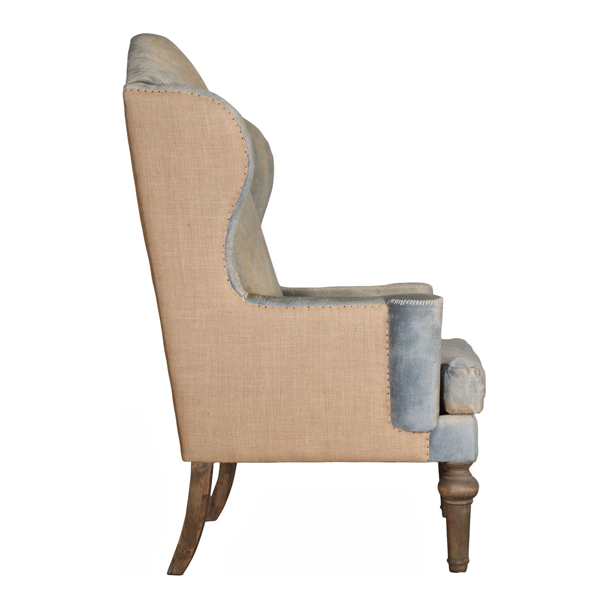 Cheltenham Chair in Blue Velvet and Burlap