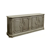 Millom reclaimed pine sideboard with four paneled doors in a muted darkened finish