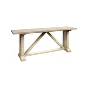 Reclaimed pine console table with exposed angled bracing