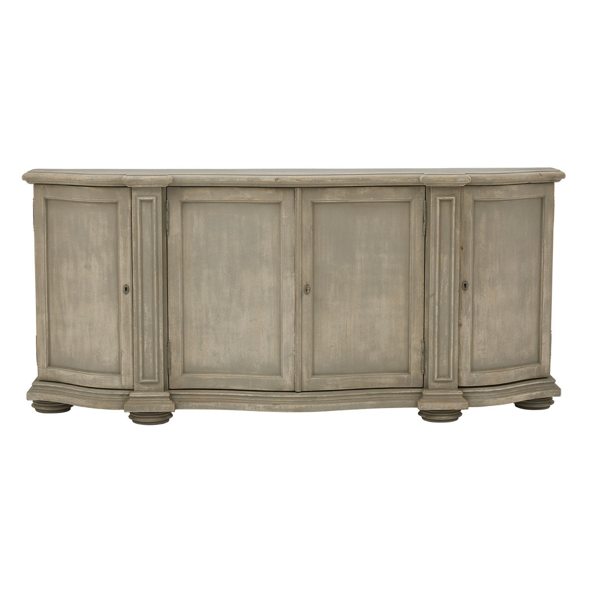Aspatria reclaimed pine sideboard with paneled doors and a gently contoured profile