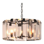Ebnall chandelier with ring of faceted glass panels in old bronze