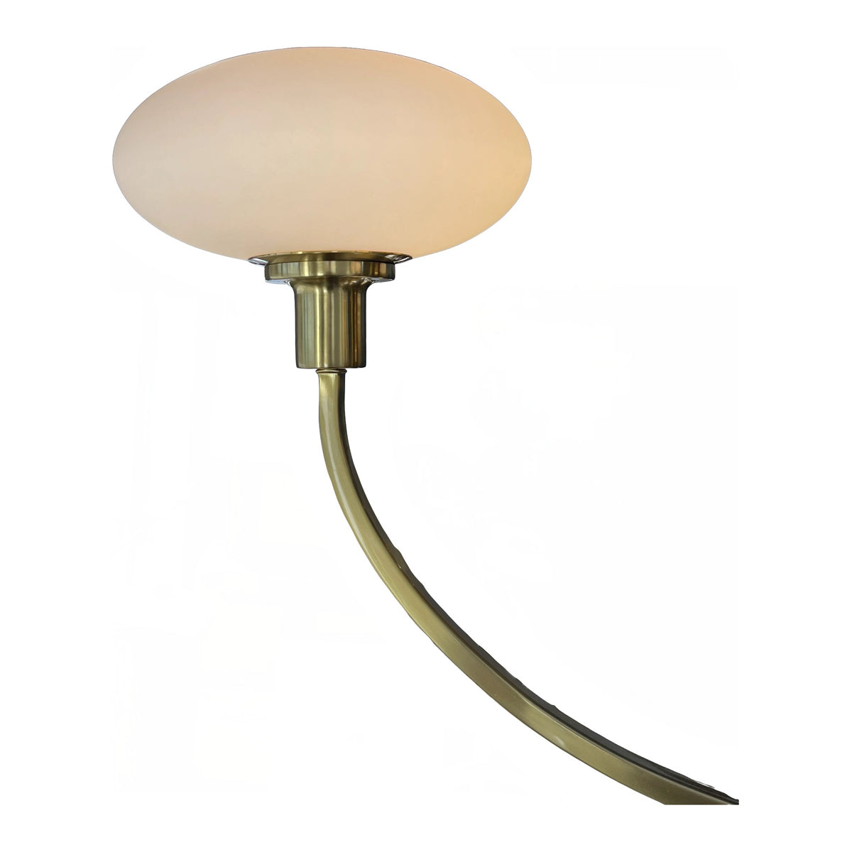 Ginhall chandelier with arched metal arms and opaline glass shades
