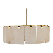 Brierley chandelier with vertical alabaster panels on circular brass frame