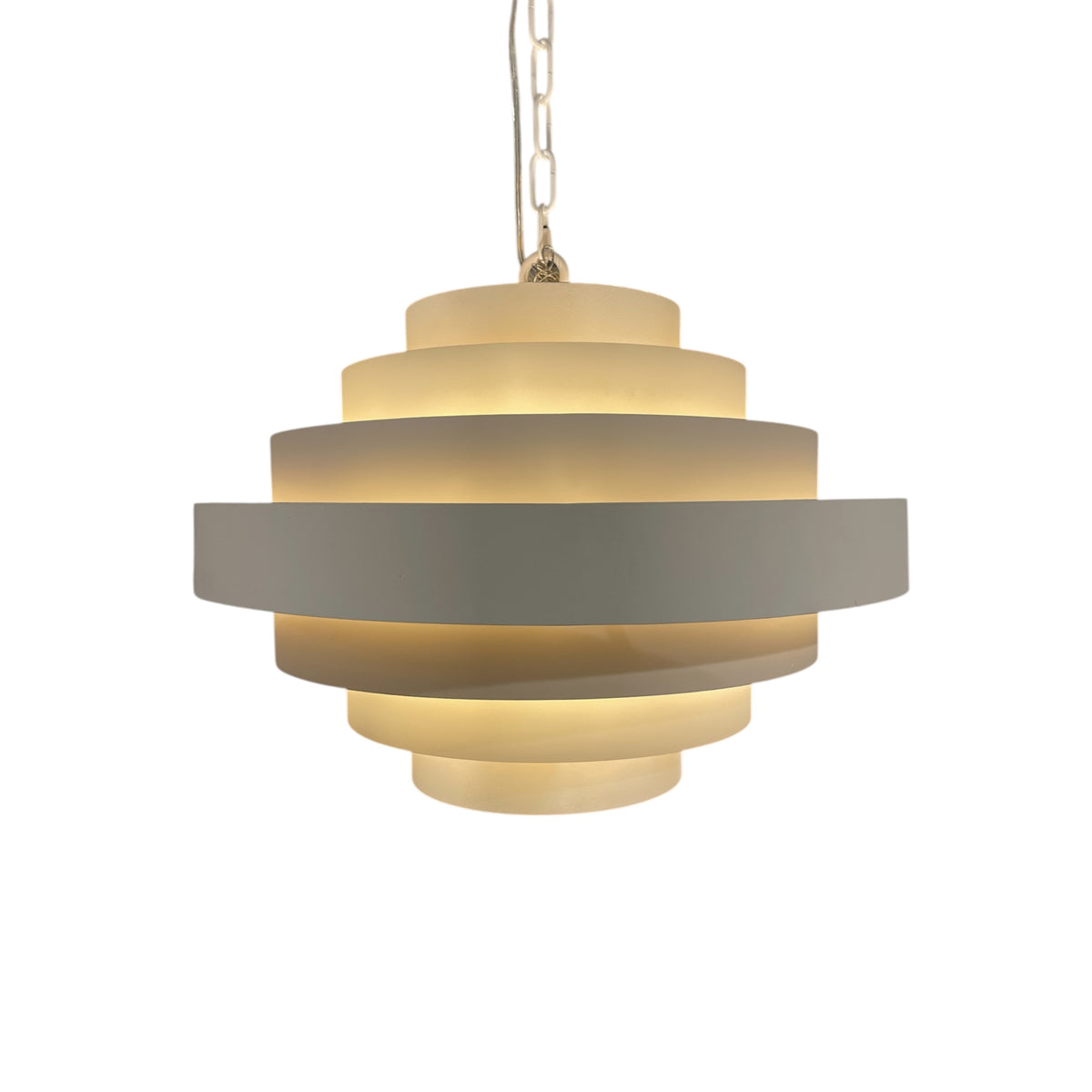 Wynyard chandelier with stepped circular white tiers