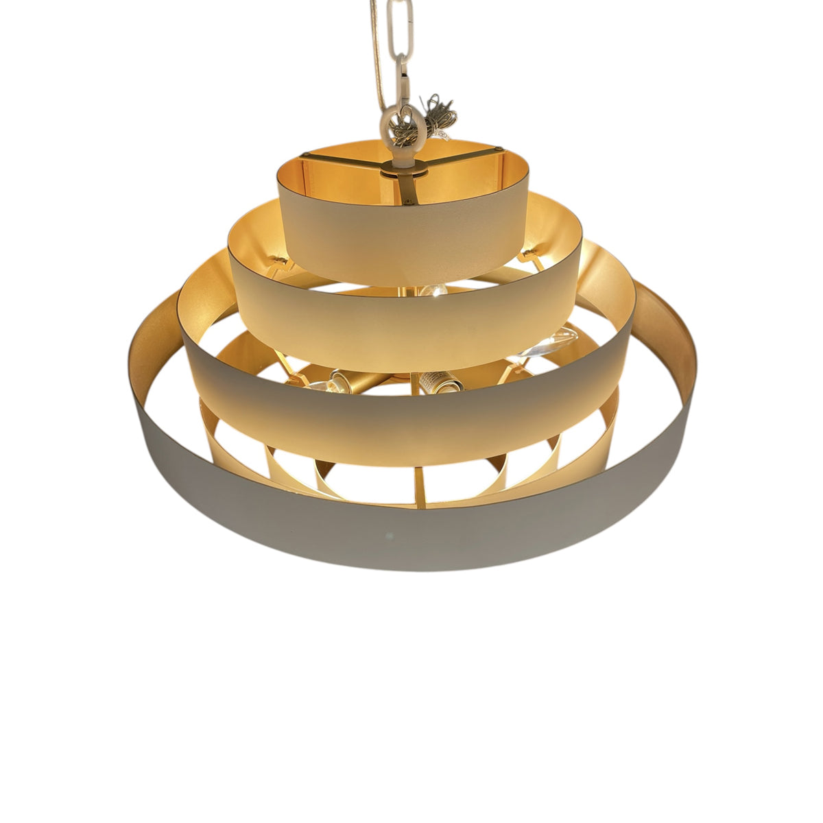 Wynyard chandelier with stepped circular white tiers