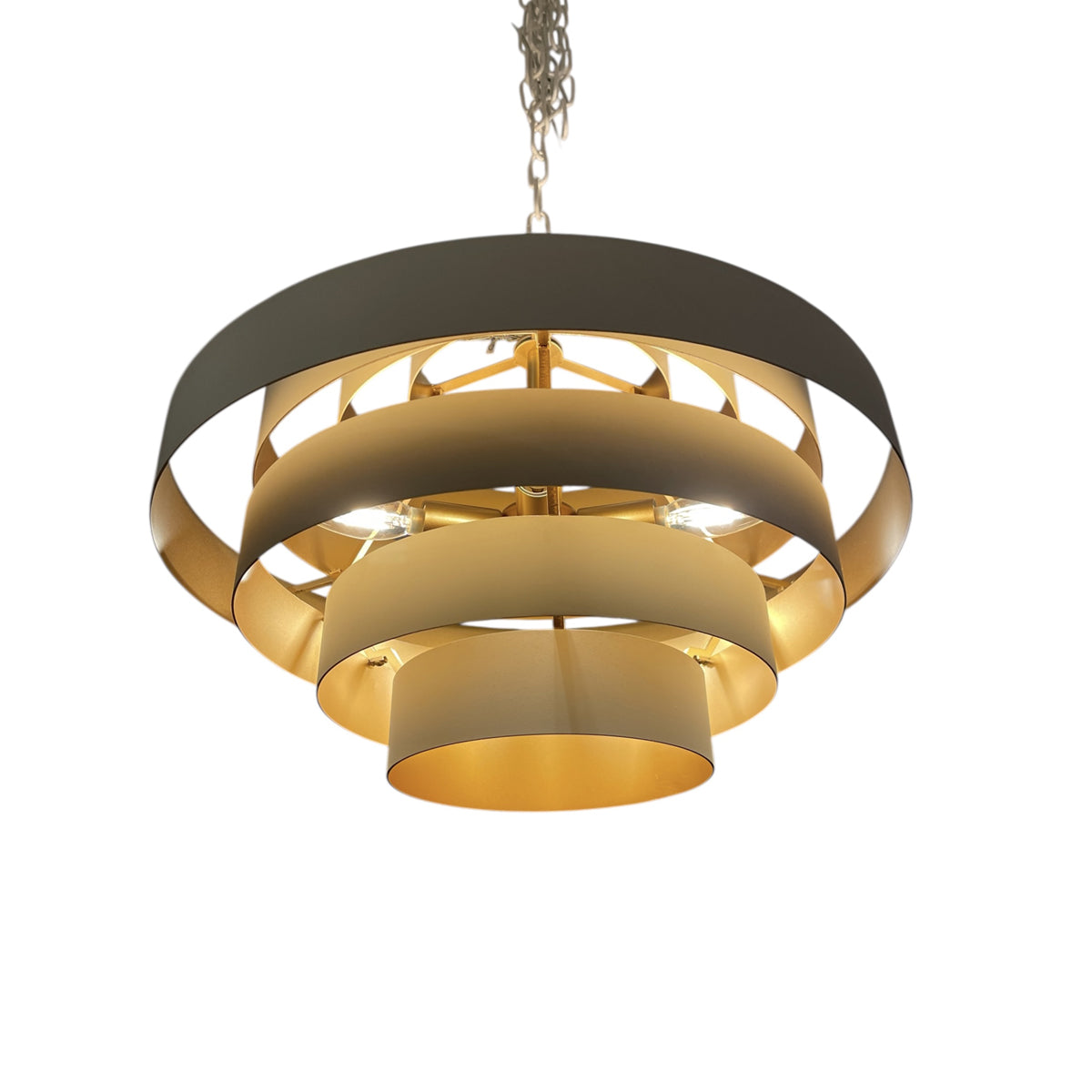 Wynyard chandelier with stepped circular white tiers