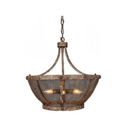 Circular iron lantern with rounded frame and fine mesh on the lower half