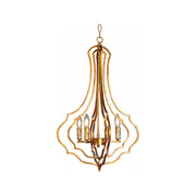 Erada elongated open lantern with flowing ribs in antiqued gold
