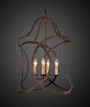 Selma rounded open hanging lantern in antique rust finish