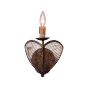 Arez single wall sconce with curved wire mesh cradle in antique rust