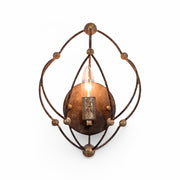 Vila flush mount wall sconce with intersecting curved rods in antique rust