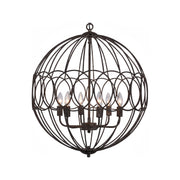 Large Orbe spherical lantern with curved iron ribs in antiqued iron