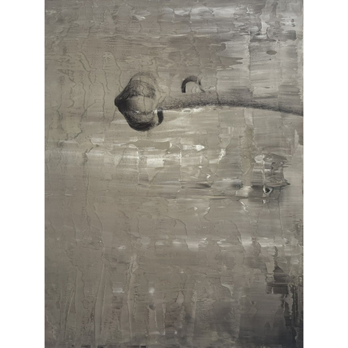 Paired photographic study of a botanical bud on two concrete panels