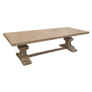 Large bleached reclaimed elm dining table on a trestle base