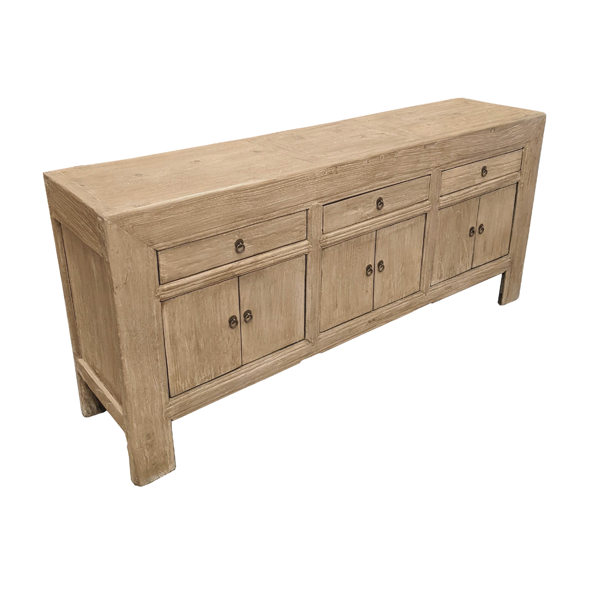 Bleached Old Elm Sideboard 3 Drwr/6 Door