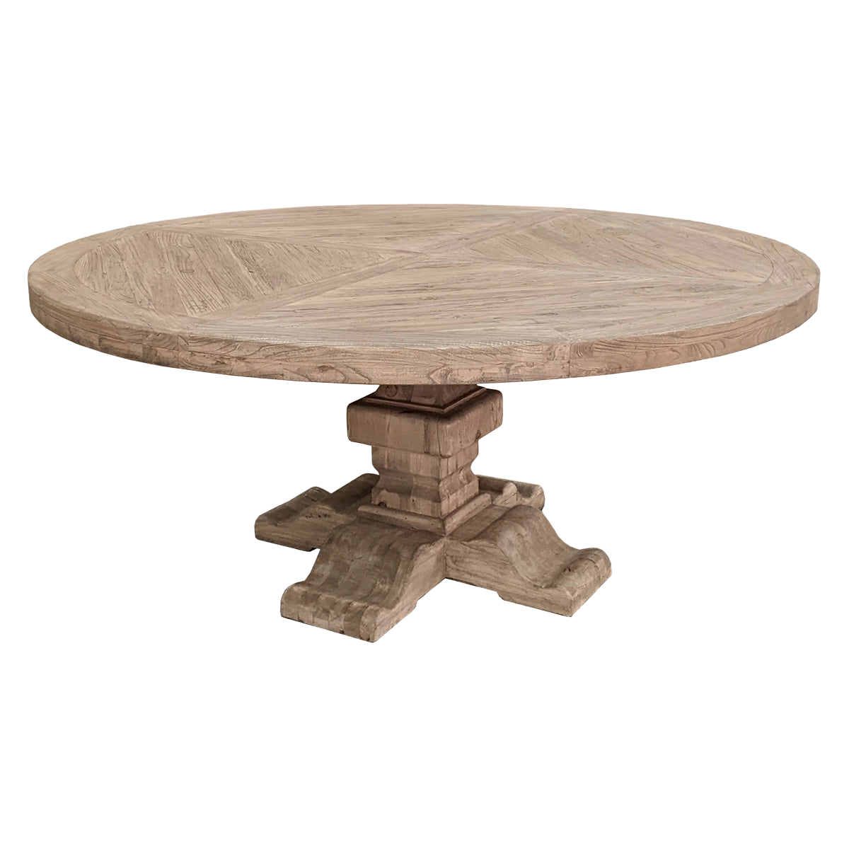 Large Round Dining Table Bleached Elm