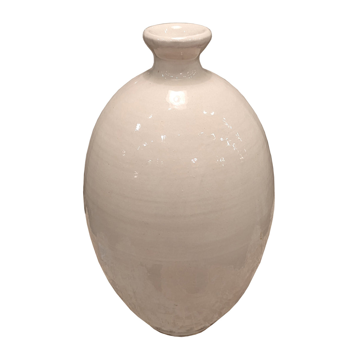 Handmade glazed ceramic jar with an enclosed body
