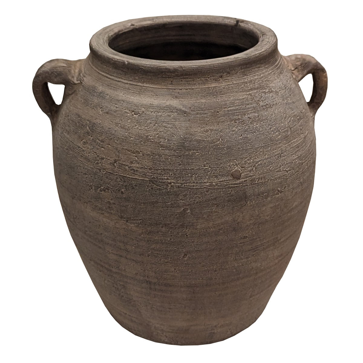 Matte porcelain pot with a wide opening and small side handles