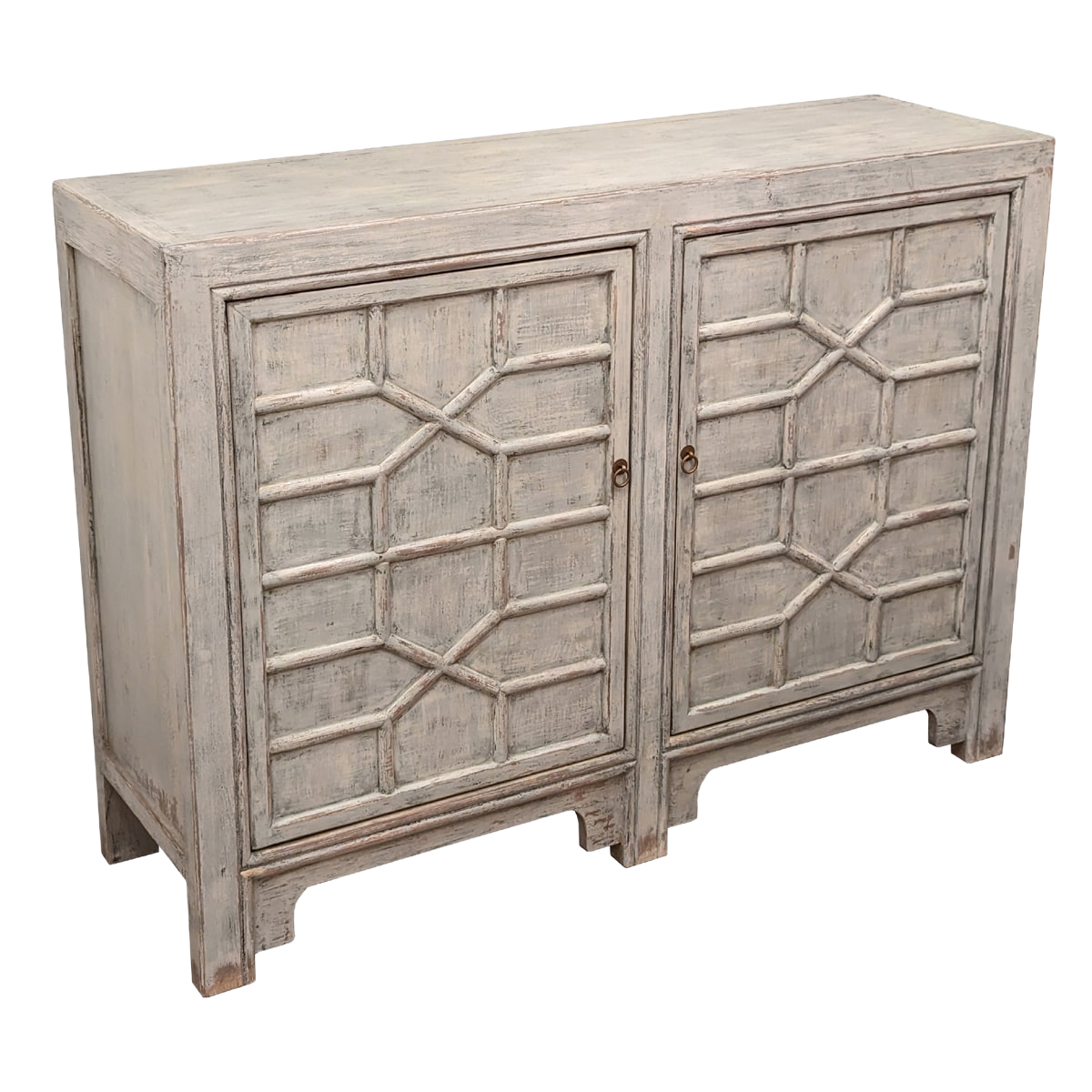 Lattice Front Cabinet Antique Blue