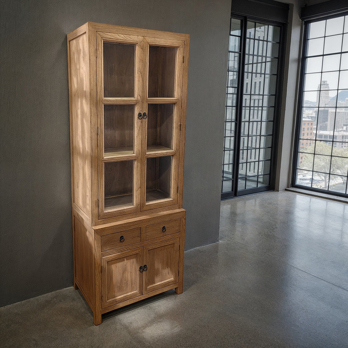 Bleached Elm Cabinet, 4 Door 2 Drawer