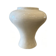 Wide-mouth ceramic vase with a raised shoulder and tapered foot