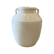 Handmade glazed ceramic canister with small side handles