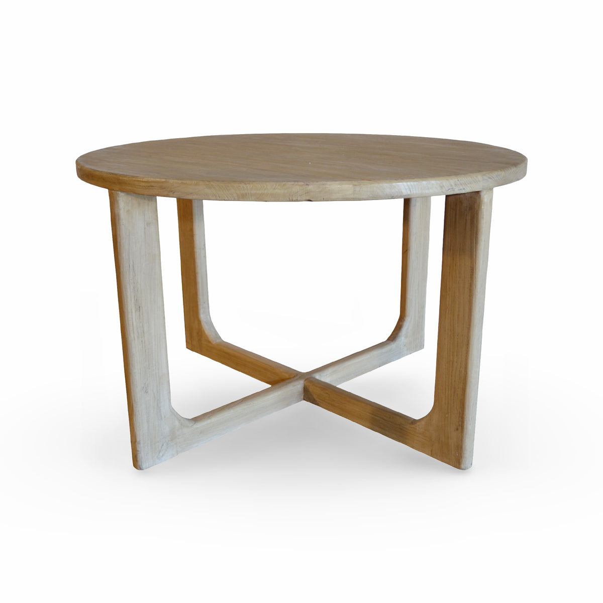Small bleached elm dining table on a cross base