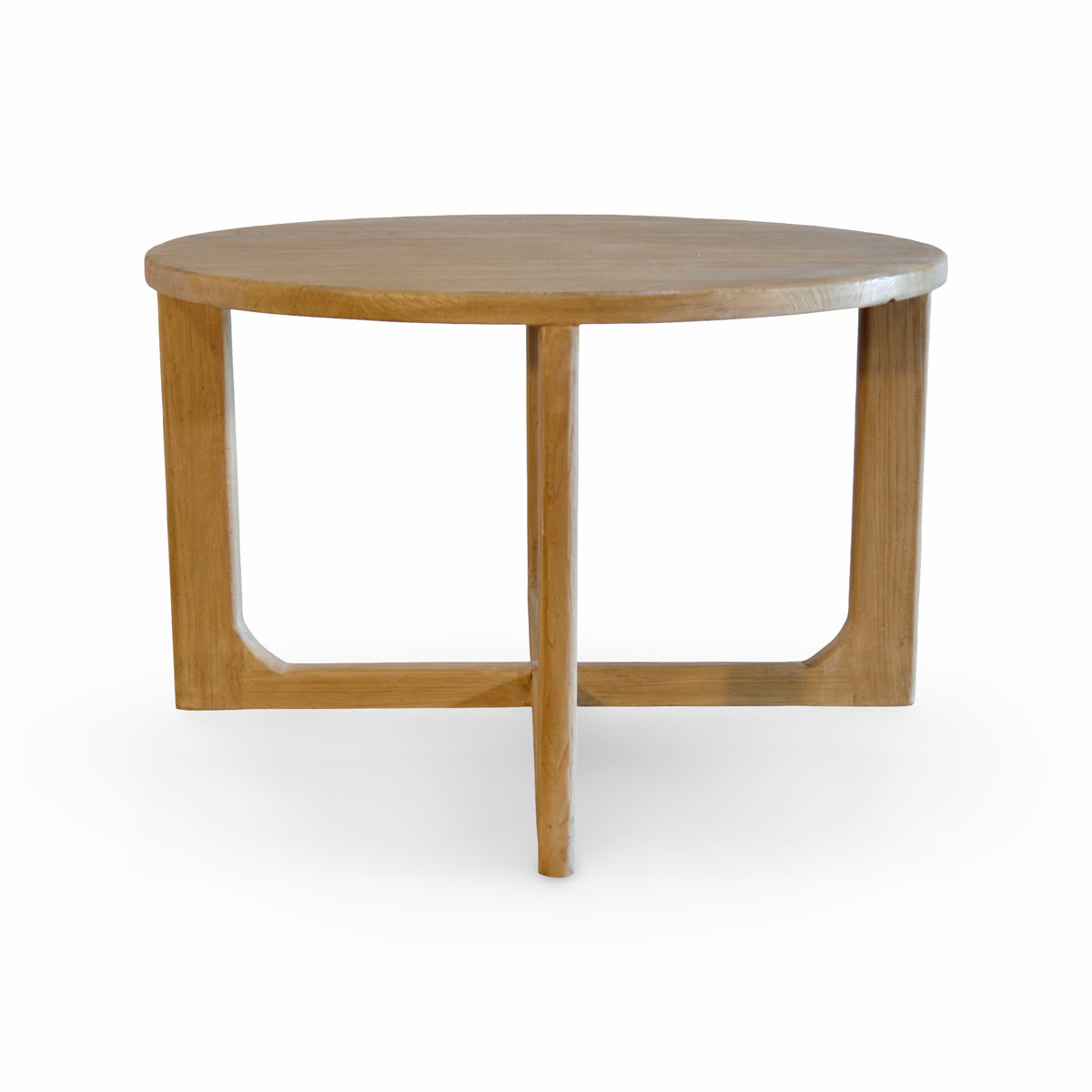 Small bleached elm dining table on a cross base