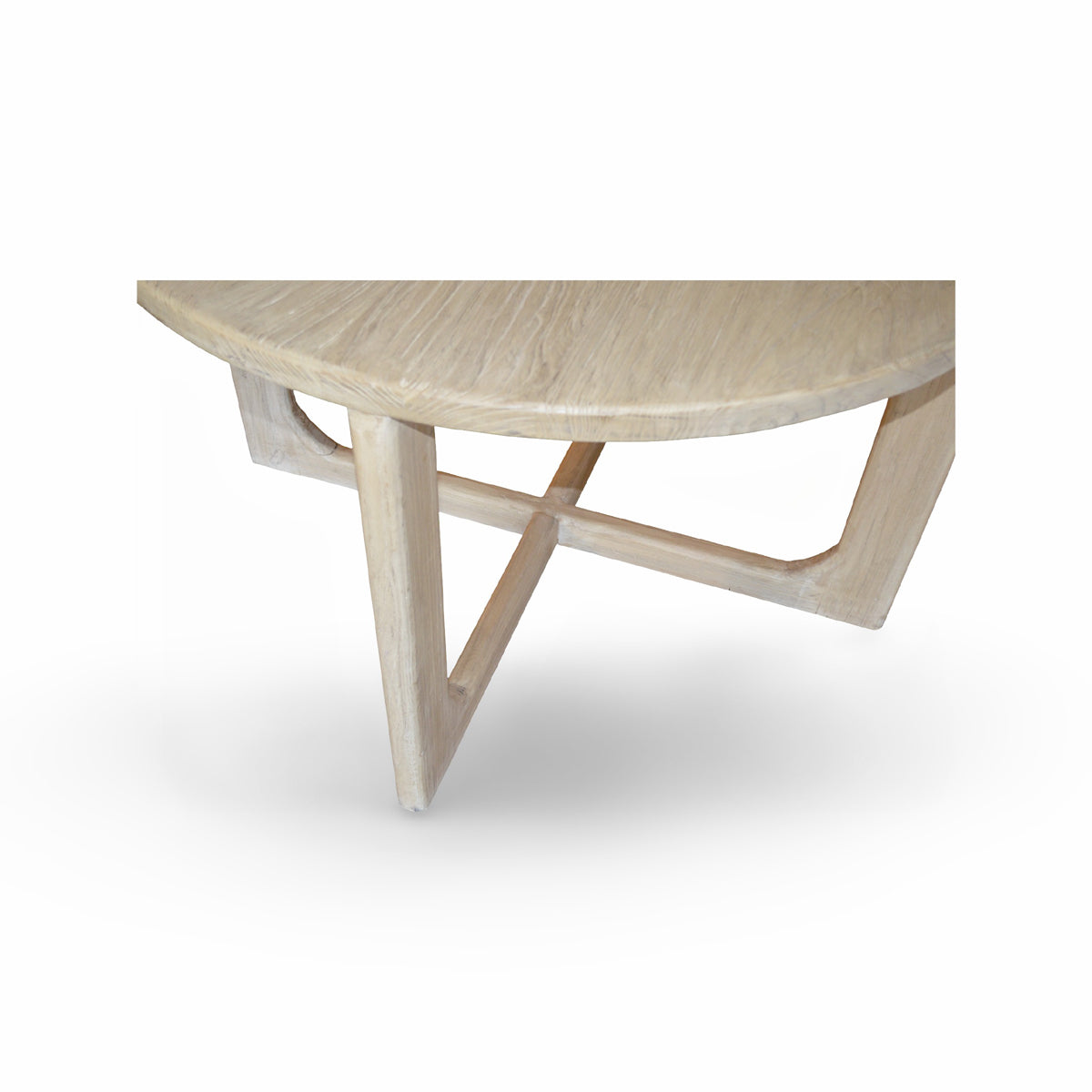 Small bleached elm dining table on a cross base