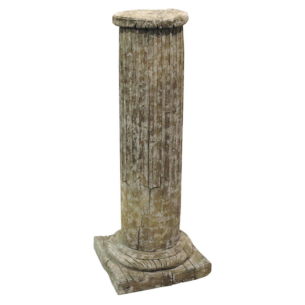 Reclaimed pine architectural column with a square base and capped top