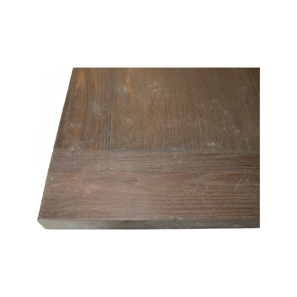 Reclaimed pine dining table in natural finish on a sculptural base