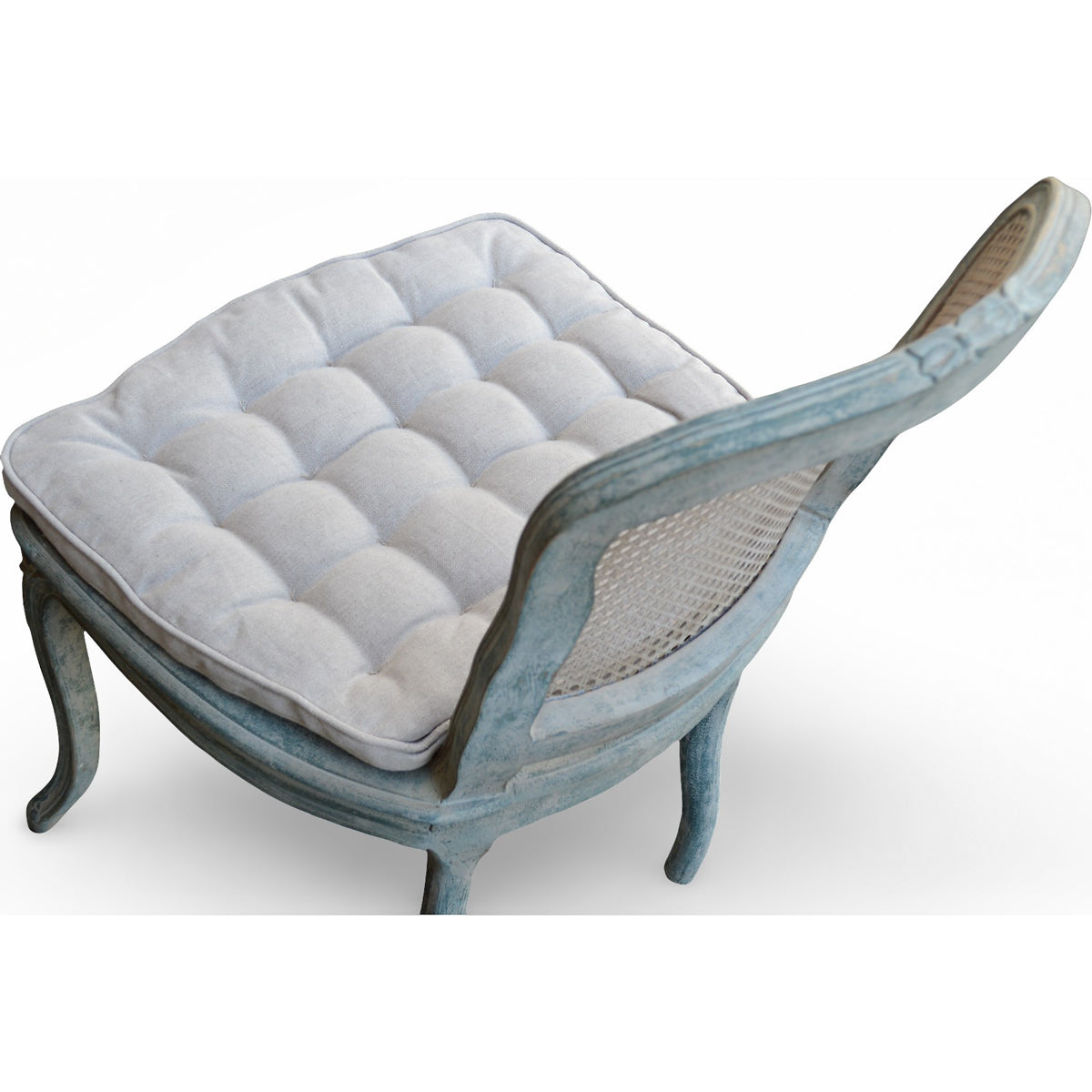 French provincial dining chair with a carved birch frame and woven cane back