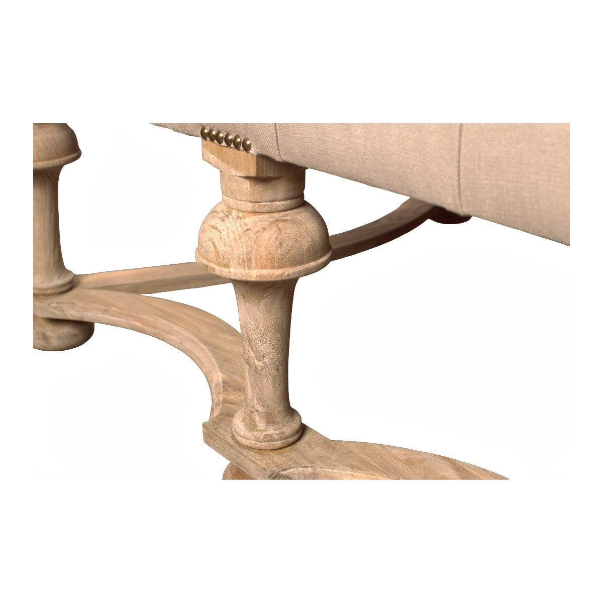 Tufted Linen & Natural Birch Ottoman