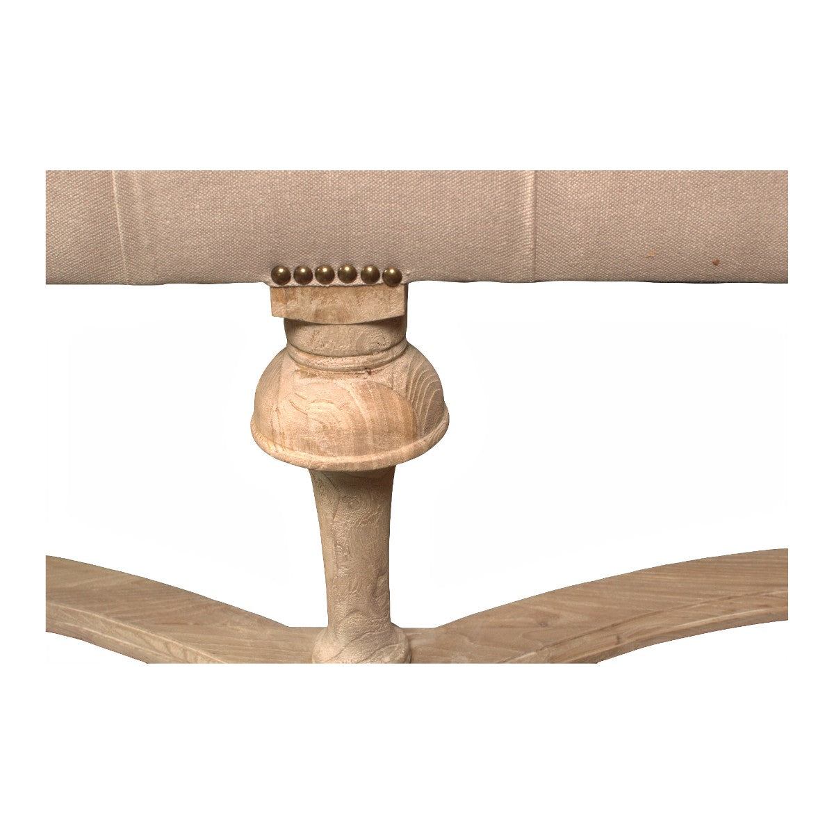 Tufted Linen & Natural Birch Ottoman