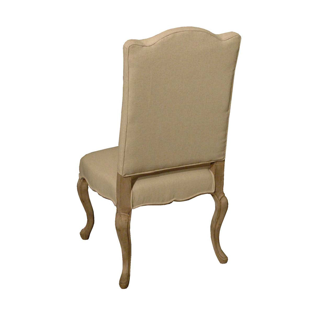 Dining chair with a tailored slipcover over a curved birch frame