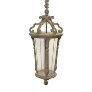 Tall Fay hanging lantern with turned column and clear glass panels