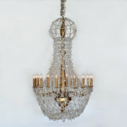 Large bubble chandelier with cascading layered glass bead strands
