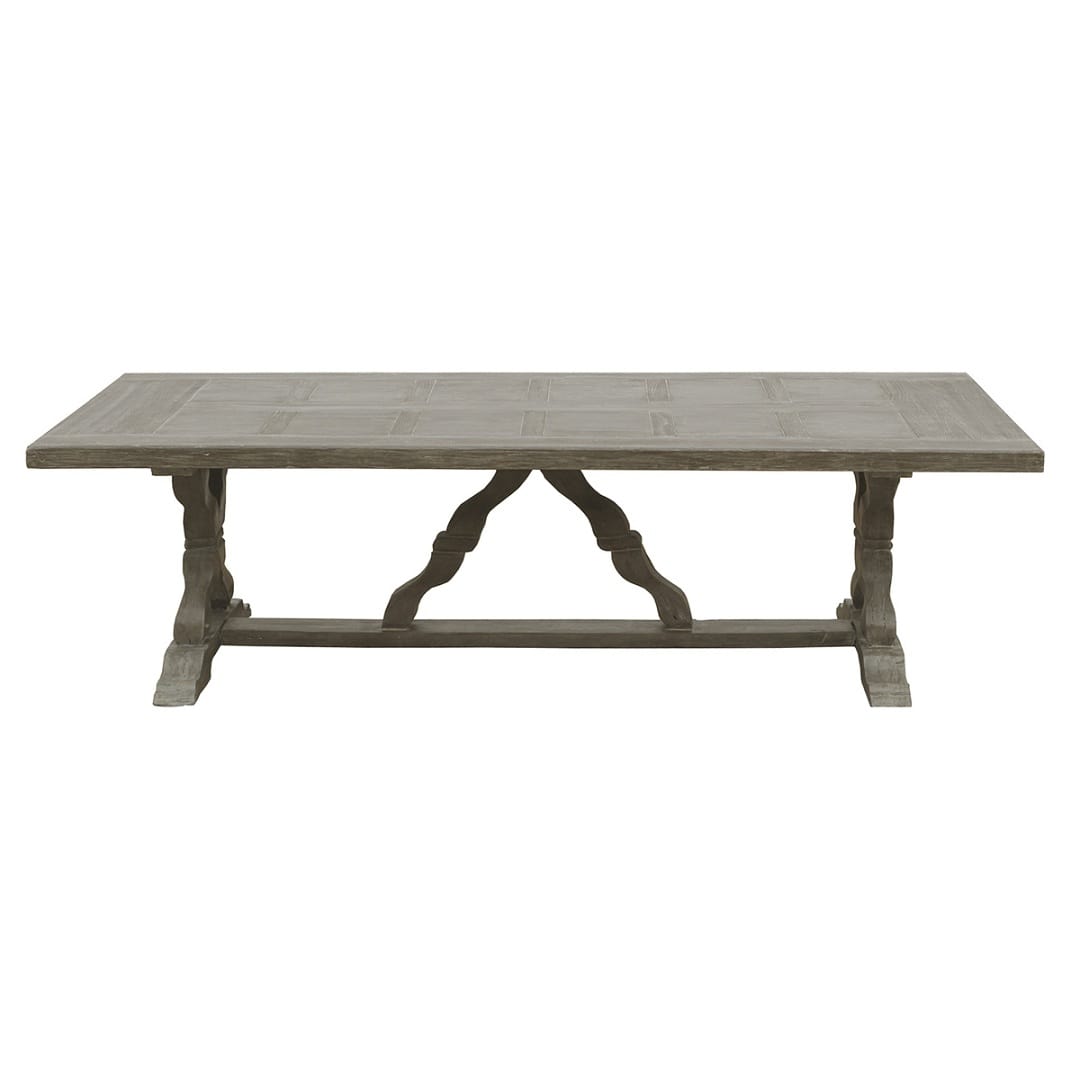 Fiberglass dining table with a sculptural intersecting base