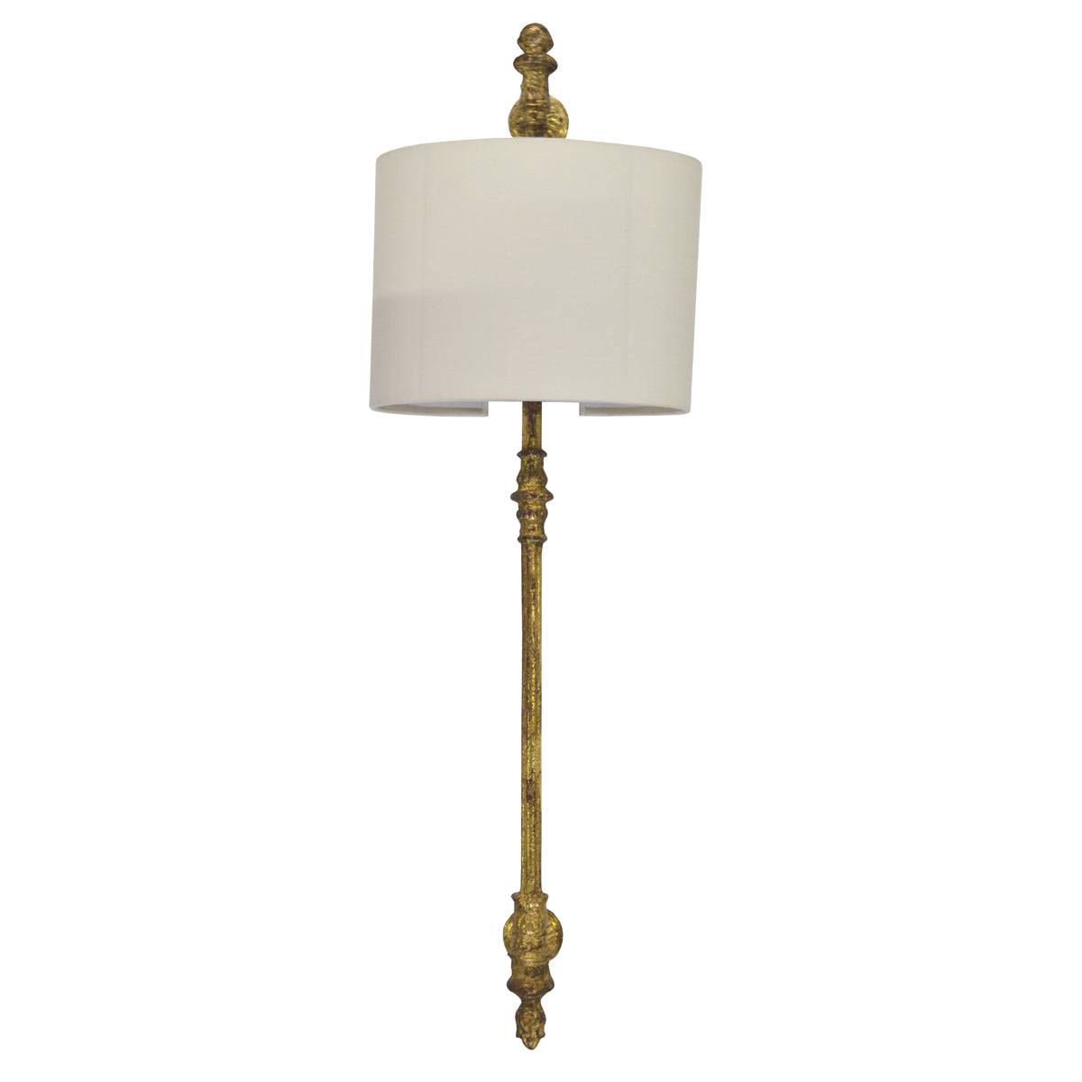 Wall sconce with classic metal frame and clean white shade