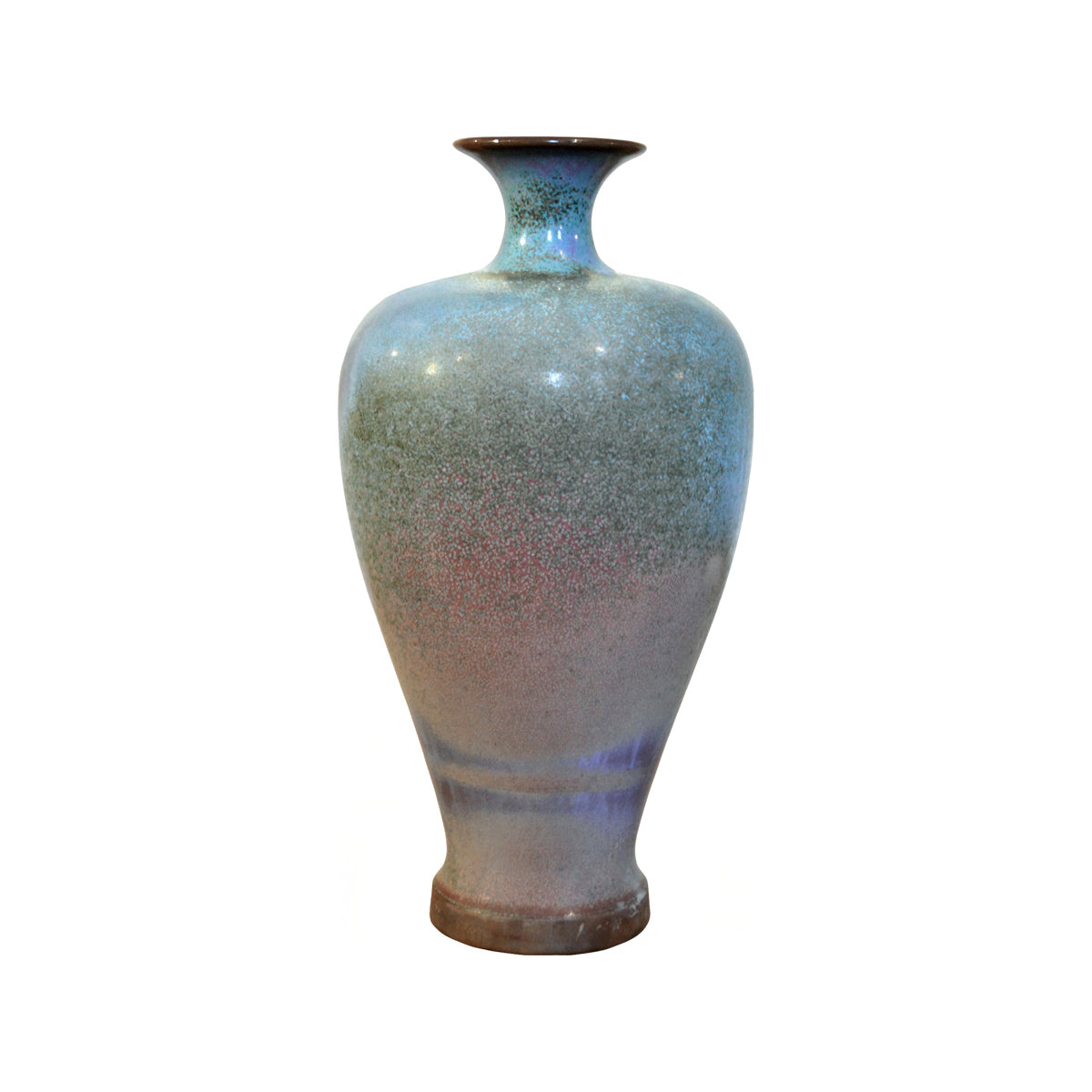 Tall ceramic vase with a narrowed neck and multitone glaze