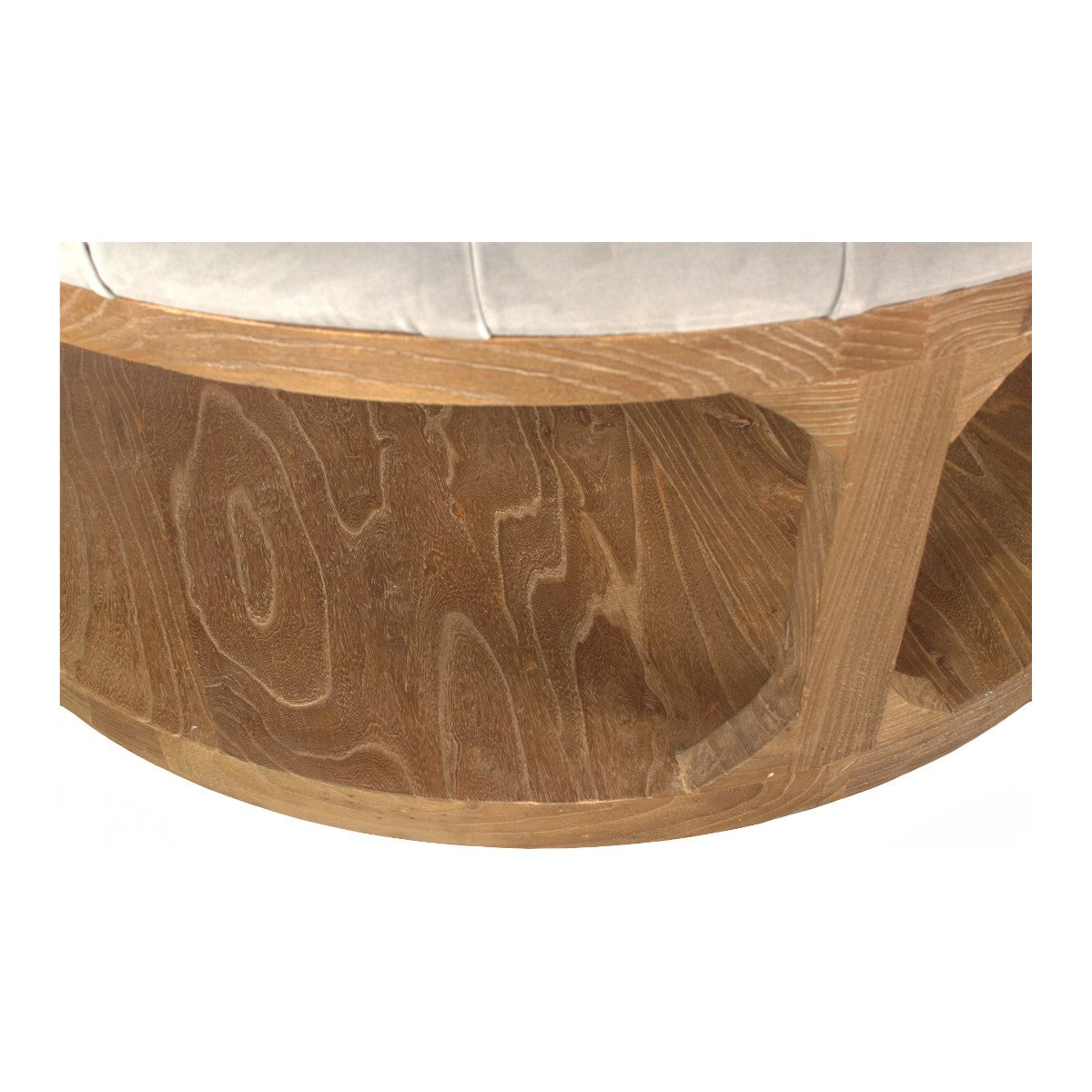 Reginald Tufted Velvet & Pine Ottoman