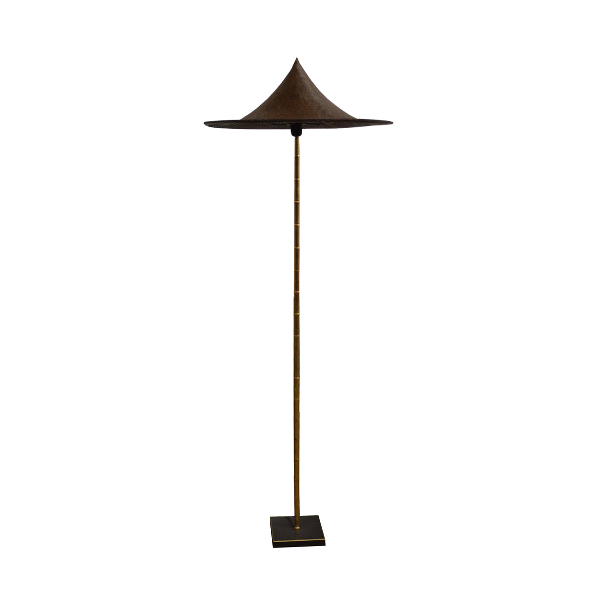 Mesue floor lamp with slender metal stem on a square base