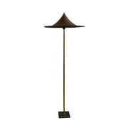 Mesue floor lamp with slender metal stem on a square base