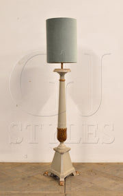 Caldwell floor lamp with turned column, stepped base and velvet shade