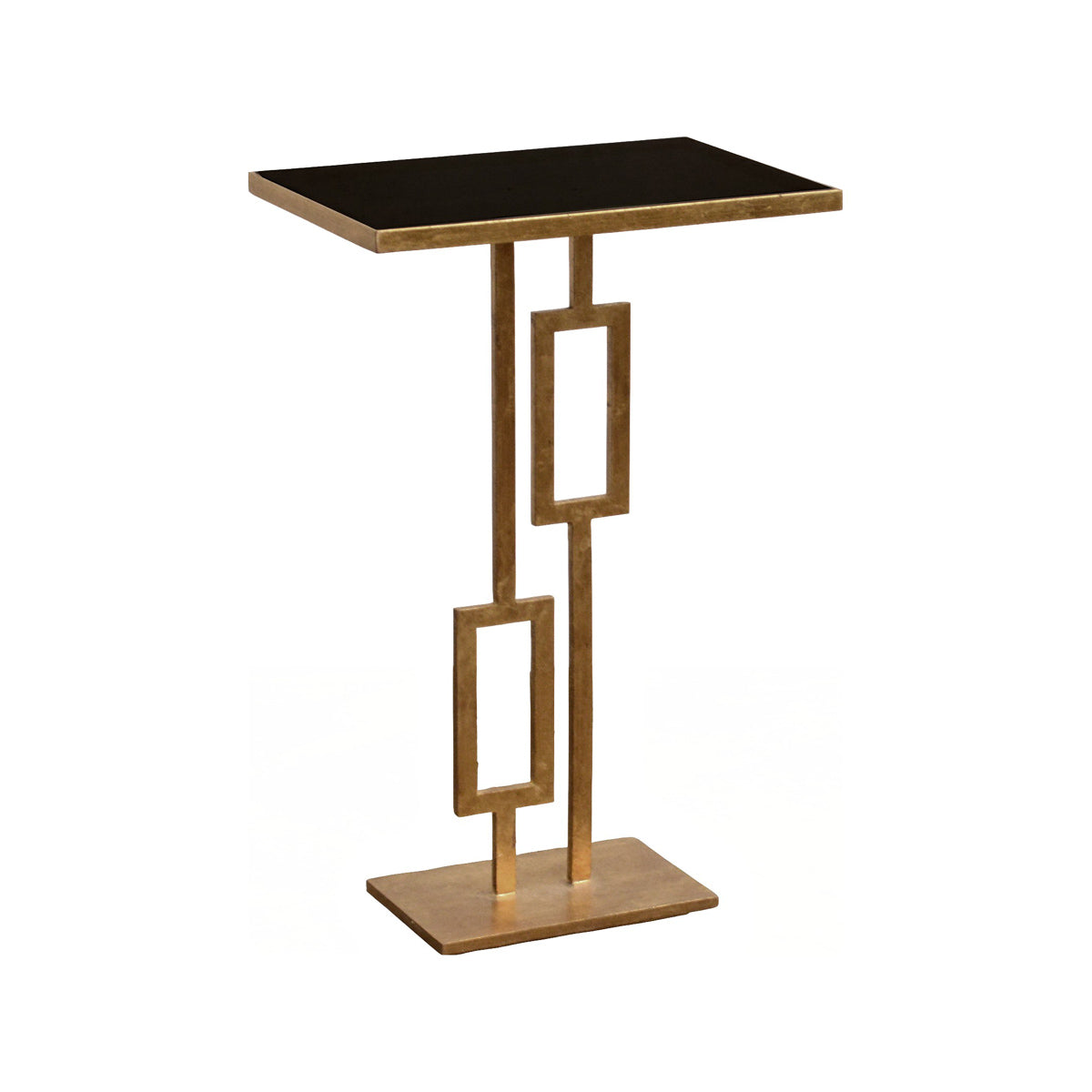 Side table with black marble top on a slender architectural metal base