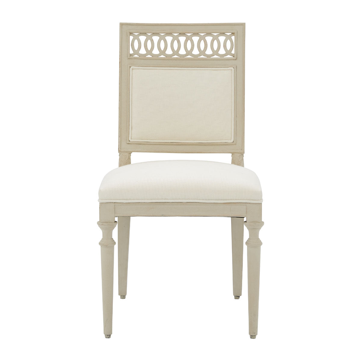 Dining chair with a carved birch frame, openwork back and upholstered seat