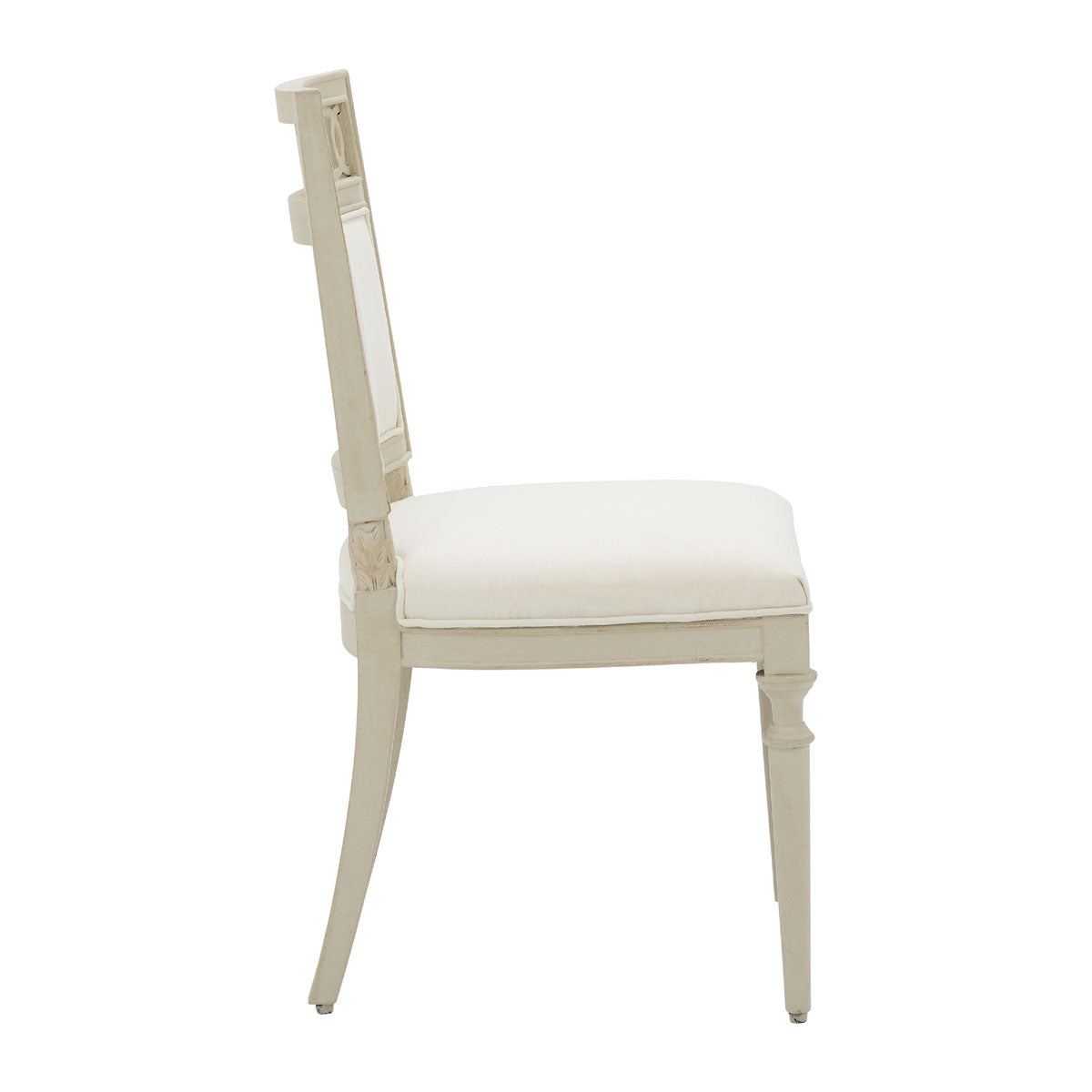 Dining chair with a carved birch frame, openwork back and upholstered seat